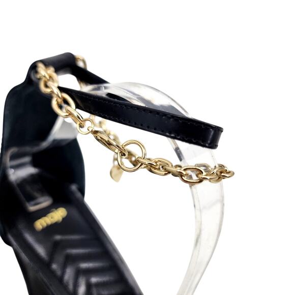 Maje 120FEVERLOW Medium Heel Shoes with Gold-Tone Chain Size French 41/US 10.5 - Picture 2 of 6